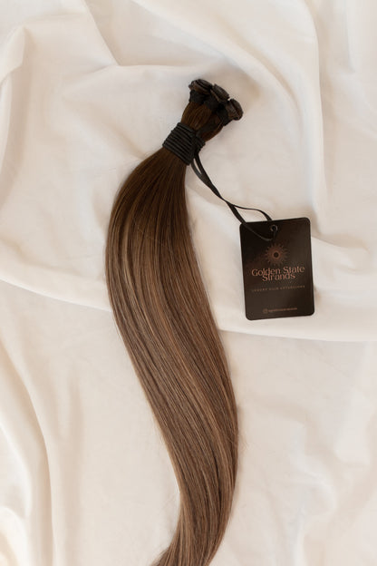 Golden State Strands - High And Low Lightened Bronde Hair Extensions With A Level 4 Root 